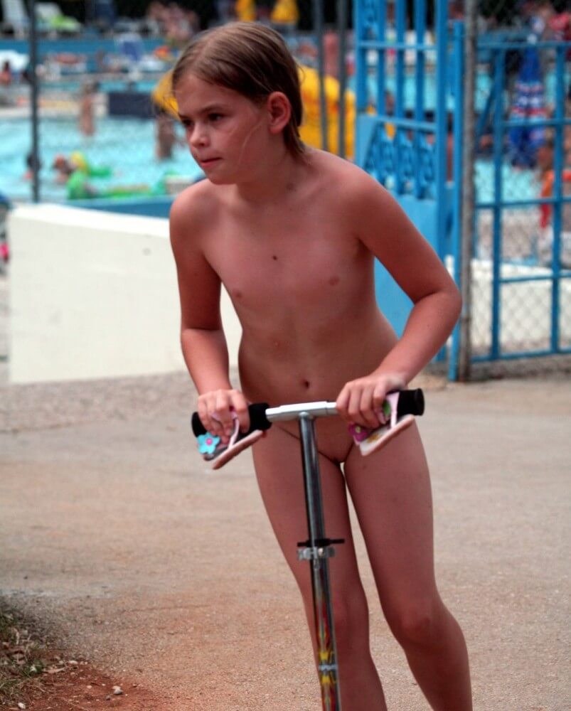 Pool-Side Naturist Scooter pics - Mutual respect and trust are important components of the nudist and naturist community