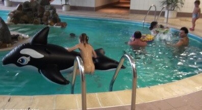 Indoor dolphin ride Full HD - Growing up on a nude beach